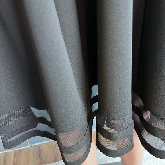 Calvin Klein Black Fit & Flare Dress 2 Mesh Illusion Hem Party Cruise Luxe - Picture 4 of 5